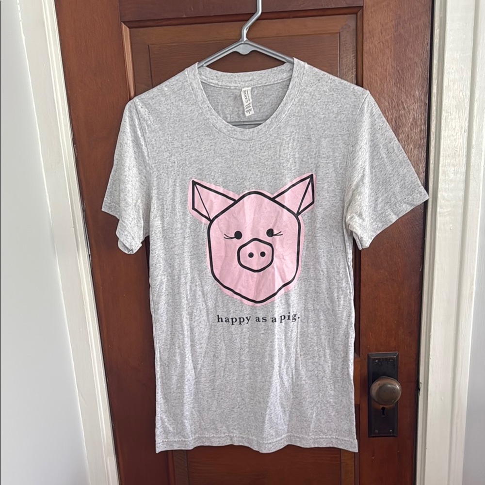 “Happy as a pig” Gray T-Shirt
